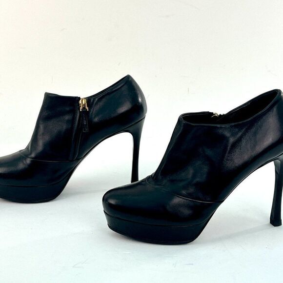 YSL Yves Saint Laurent Leather Gisele Platform Ankle Booties Black Size 39/8.5 - Picture 2 of 12